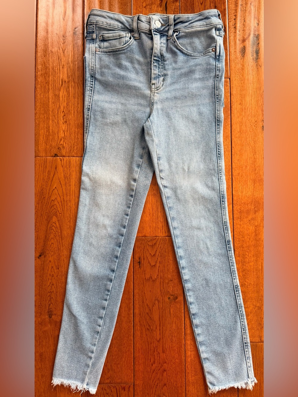 Free People Light Blue Skinny Jeans with Raw Hem
